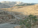 Palestinian road with a series of road blocks placed by Israel to prohibit transit